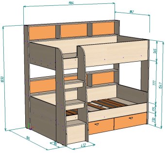 НЕСТАНДАРТ Двухъярусная кровать Голден кидс 1 90*190 - 39500