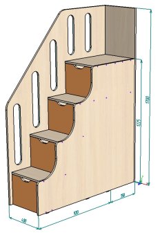 Нестандарт Лестница комод с перилами удлиненная - 24900