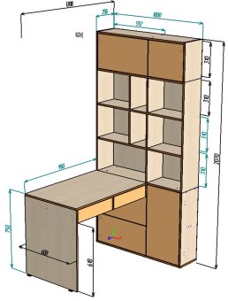 Нестандарт Стол письменный со стеллажом 1000х1200 - 26000