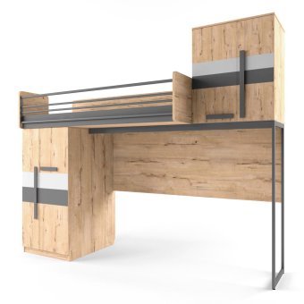 Кровать верхняя правая без лесенки шкаф справа/слева со сплошным ограждением - 0