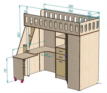 Нестандарт Кровать чердак Мийа 3 - 51200