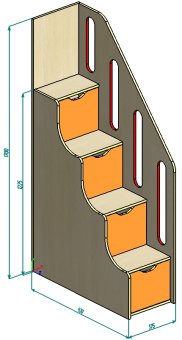 Лестница комод с перилами - 15423