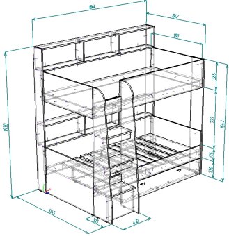 Нестандарт Двухъярусная кровать Голден Кидс 1 90х180 - 38400